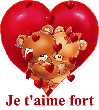 Gif animé je t'aime coeurs oursons